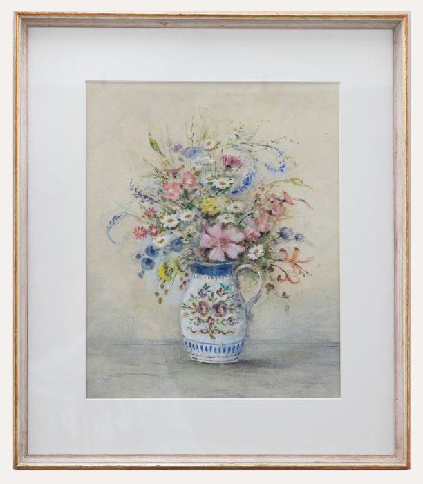Ethel Sophia Cheeswright (1874-1977) - Pastel, Wildflowers in a Pottery Jug