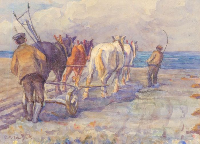Constance Mary Fawssett - Early 20th Century Watercolour, Ploughing the Fields