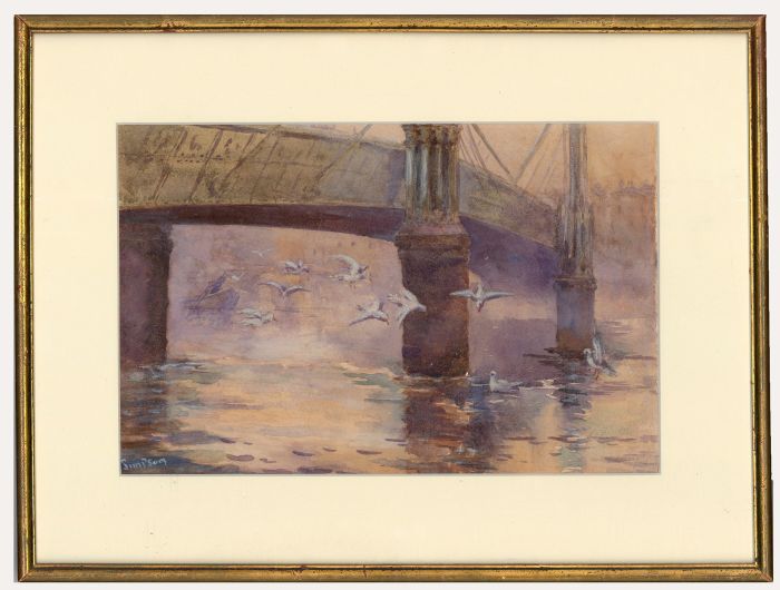 Simpson - 20th Century Watercolour, Diving Gulls