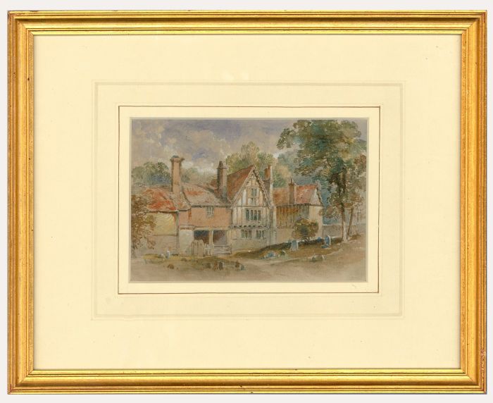 Attrib. Thomas Leeson Rowbotham N.W.S. (1823-1875) - Watercolour, Tudor House
