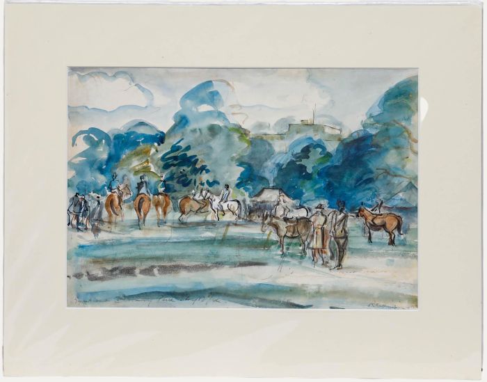 Reginald Wilkinson - 1946 Watercolour, Gymkhana at Somerley Park