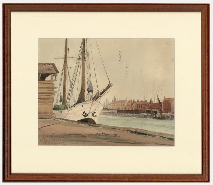 Leslie L. Hardy Moore (1907-1997) - Watercolour, White Ship at Great Yarmouth