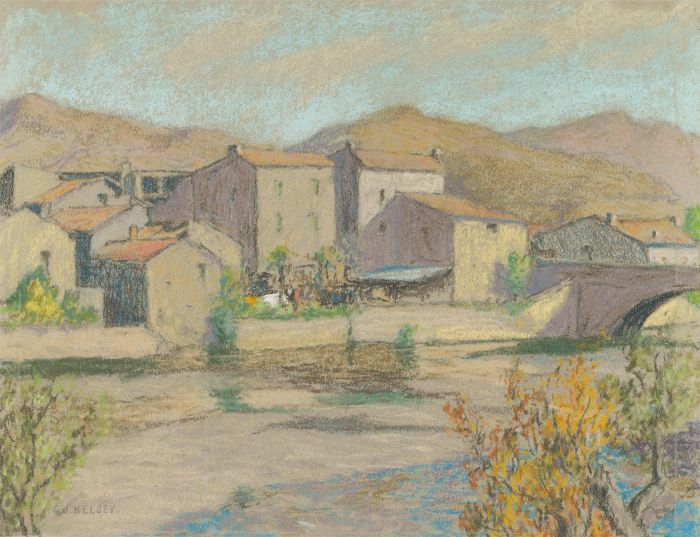 Charles Joshua Kelsey (1871-1960) - Mid 20th Century Pastel, French River Town