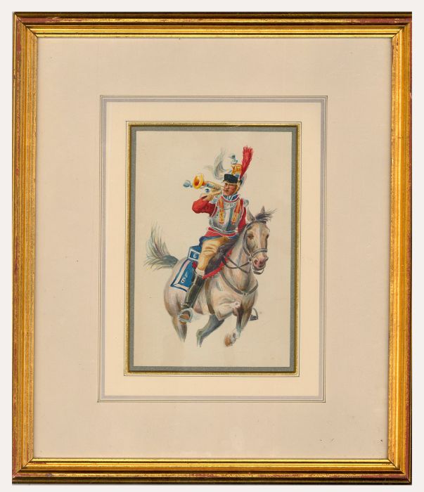 Framed Mid 20th Century Watercolour - Trumpeter of the 6th Cuirassiers (1807)