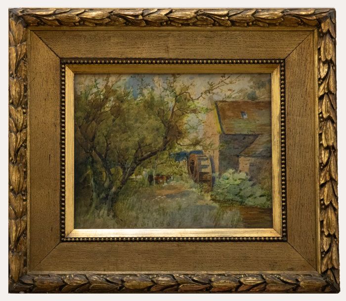 Fine Framed 1896 Watercolour - The Watermill