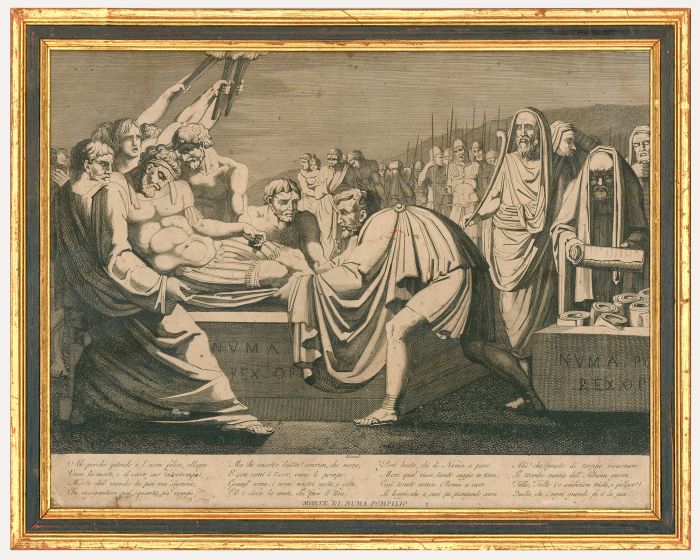 Italian 19th Century Engraving - The Death of Numa Pompilius