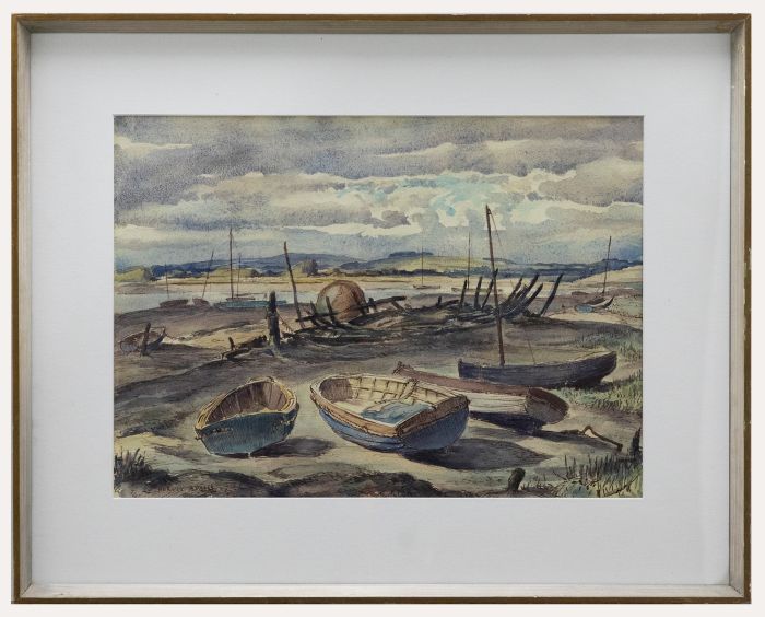 Hervey Cadwallader Adams (1903-1996)- Watercolour, Anchored Amongst the Wreckage