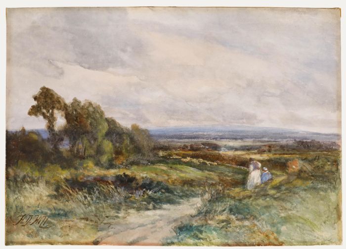 H. D. Hill - Late 19th Century Watercolour, On the Riverbank