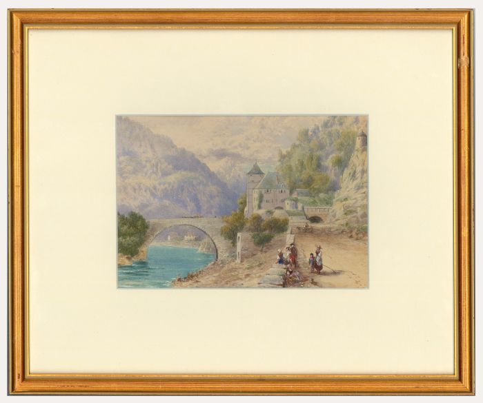Francis George Coleridge (1838-1923) - Framed Watercolour, Town in the Alps