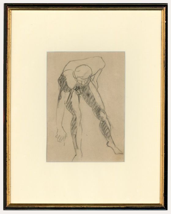 Follower of Dame Laura Knight - Mid 20th Century Charcoal Drawing, The Athlete
