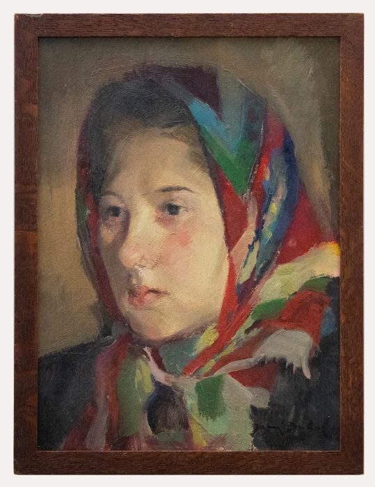 Jean Dulac (1902-1968) - Mid 20th Century Oil, Lady in a Silk Scarf