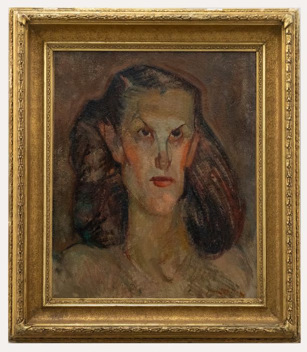 Jean Dulac (1902-1968) - Mid 20th Century Oil, Portrait de femme.