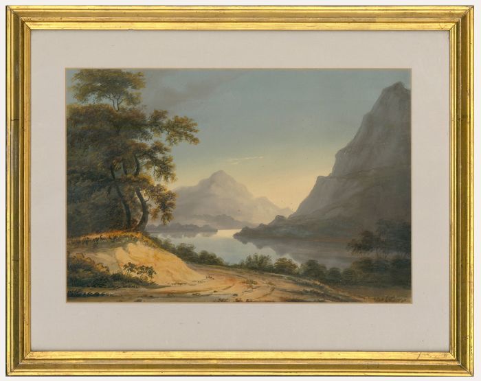Circle of John Varley (1778-1842) - 19th Century Watercolour, Morning Lake Scene