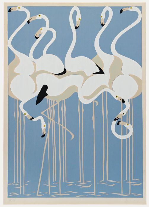 Mid 20th Century Silkscreen - Flamingoes