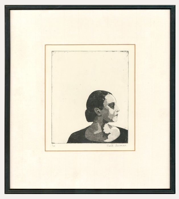 Heidi Flumm  - Contemporary Etching, Woman in Profile