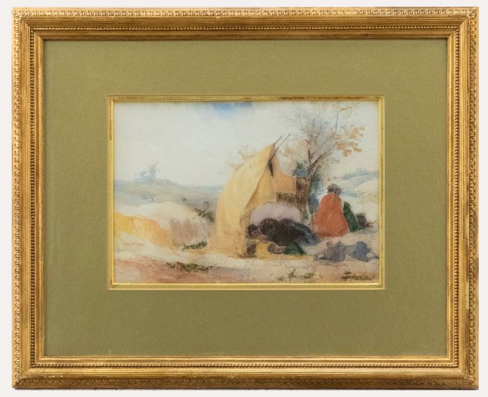 19th Century Watercolour - Setting up Camp