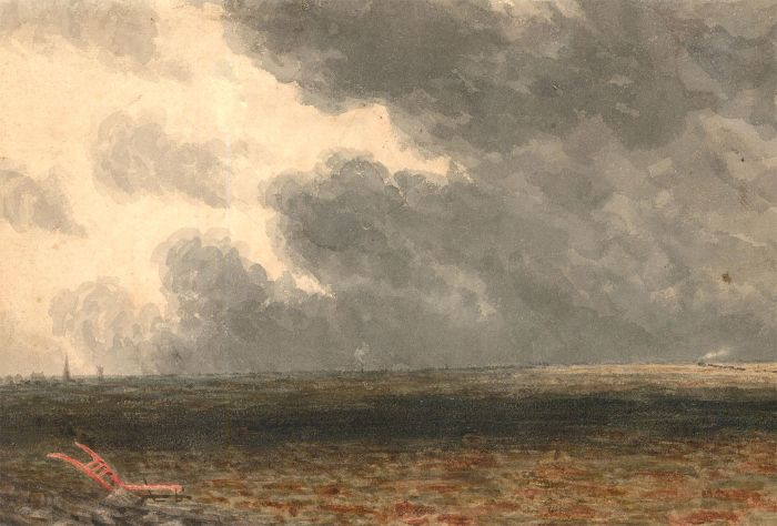 19th Century Watercolour - The Lone Plough