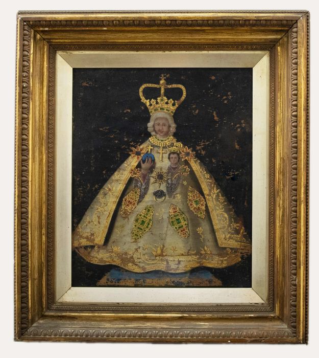 Cuzco School 18th Century Oil - King with Infant Jesus