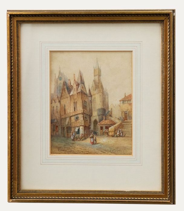 Henry Schafer (1833-1916) - Mid 19th Century Watercolour, A Market in Normandy