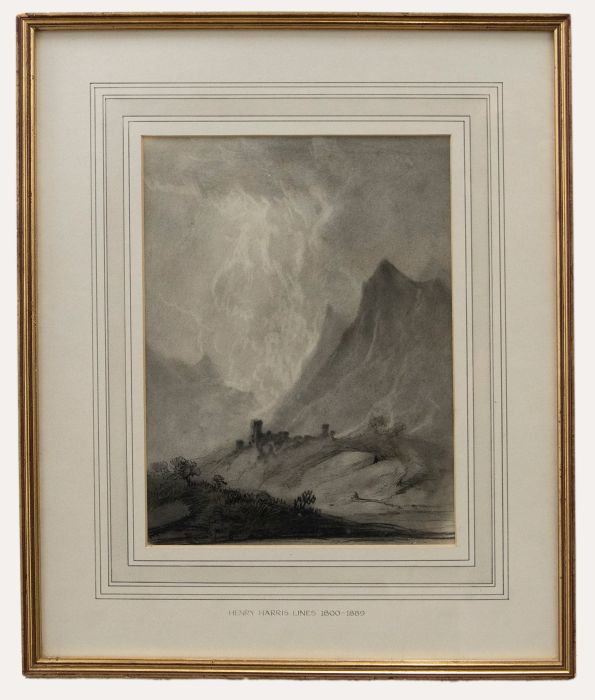 Attrib. Henry Harris Lines (fl.1800-1889) - Charcoal Drawing, Stormy Weather