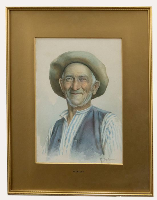 Giuseppe De Luca (1876-1950) - Watercolour, Man in a Blue Waistcoat
