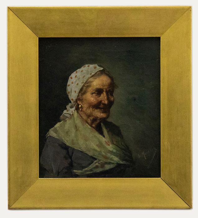 Italian School  Early 20th Century Oil - Lady in a Headscarf