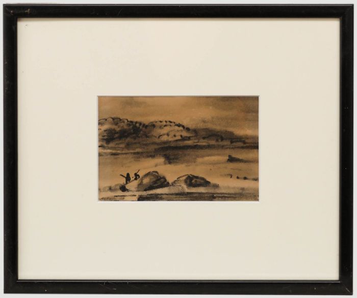 Manner of Hercules Brabazon Brabazon (1821-1906) -Ink Wash, Misty Lake