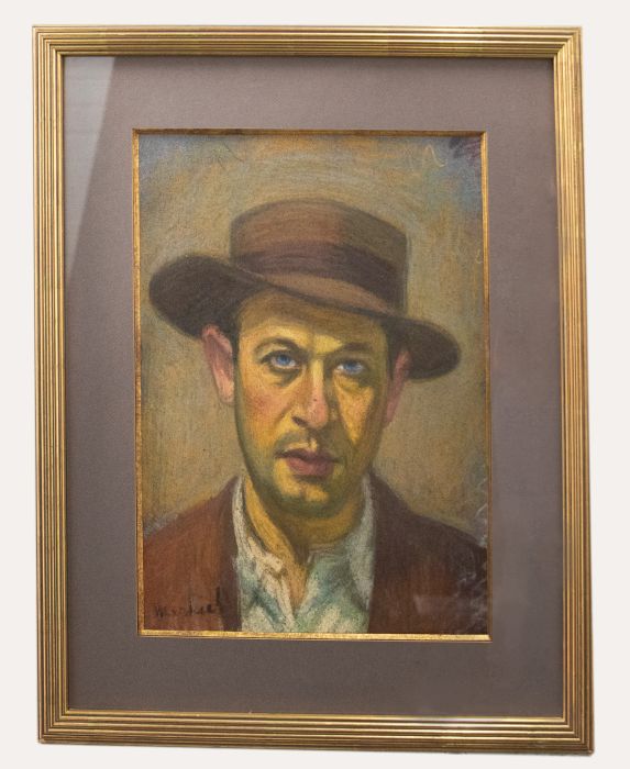 Continental School  20th Century Pastel - Man in a Fedora
