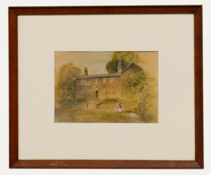 B.B - Framed Late 19th Century Watercolour, Bronte's House, Haworth