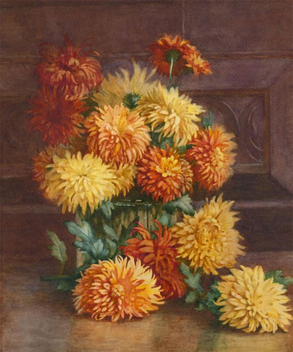 Early 20th Century Watercolour - Chrysanthemums