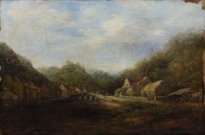 For Restoration Manner of George Lambert - 19th Century Oil, Village Scene