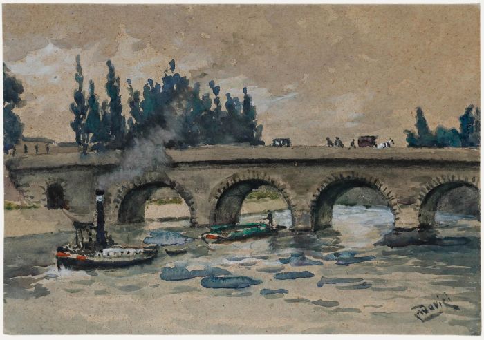 Early 20th Century Watercolour - Steam Boats on the River