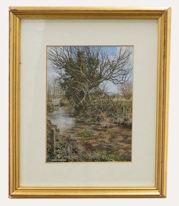 John Hughes - Framed 20th Century Pastel, The White Bridge, Ickham