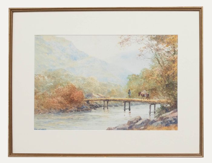 T. H. Watanabe - Early 20th Century Watercolour, River Crossing Near Chucheng