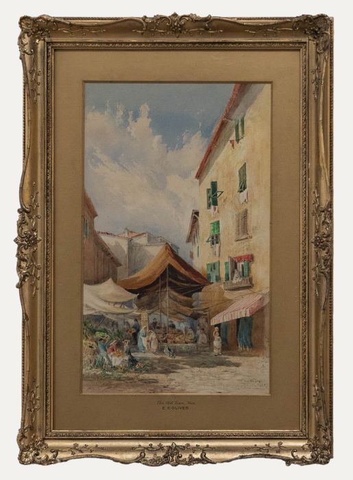 Emma Sophia Oliver RI (1819-1885) - 1878 Watercolour, Old Town Nice
