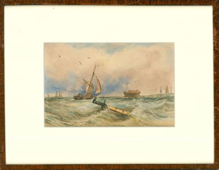Framed 19th Century Watercolour - Fort Rouge, Calais, France