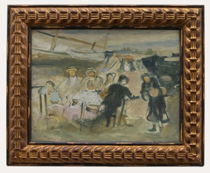Manner of Boudin  - Early 20th Century Oil, Lunch on the Seafront