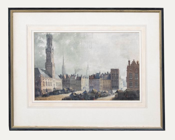 Manner of Clarkson Stanfield - 19th Century Watercolour, Market in Bruges