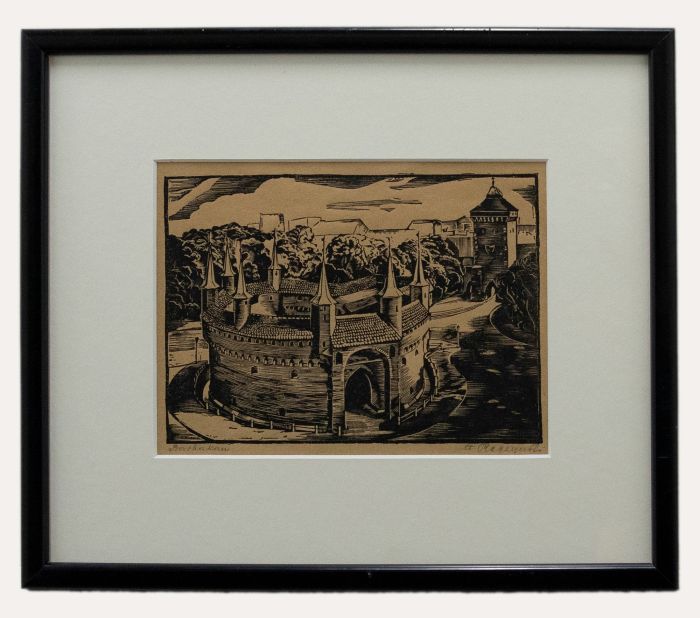 Stanislaw Raczynski (1903-1982) - Framed Mid 20th Century Woodcut, The Barbican