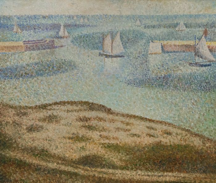 After Georges Seurat (1859-1891) - Contemporary Oil, Port-en-Bessin