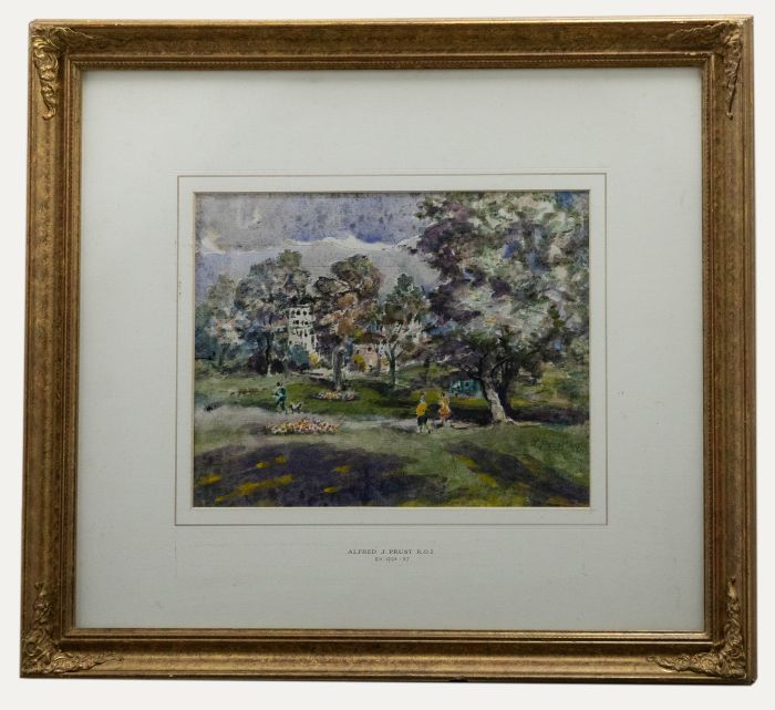 Alfred J. Prust (exh.1924-1937) - 1969 Watercolour, The Park in Summer