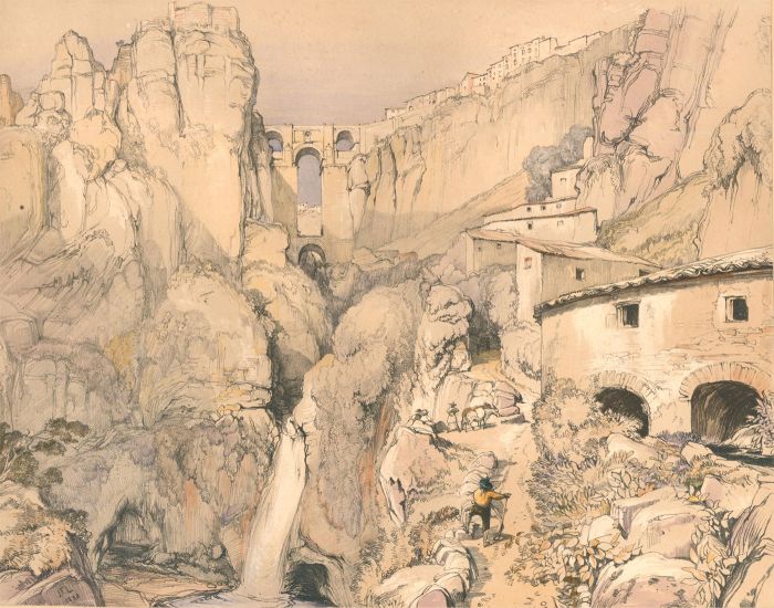 After John Frederick Lewis (1805-1876)  - 1833 Lithograph, Gypsies Ronda