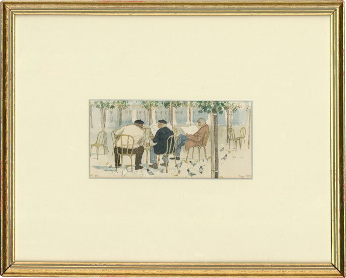 Ray Evans (1920-2008) - Framed Watercolour, Morning Paper at the Palais Royale