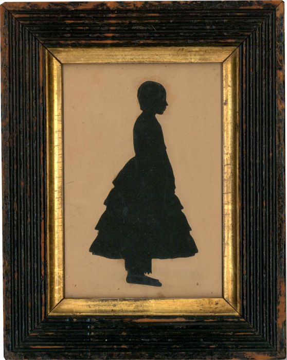 19th Century India Ink - Silhouette of a Girl