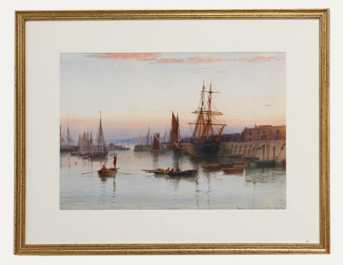 Arthur Henry Enock (1839-1917) - Framed Watercolour, Evening on the Harbour