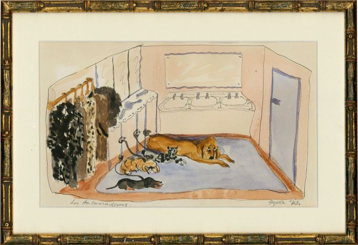 French School Framed 1943 Watercolour - The Ambassadors