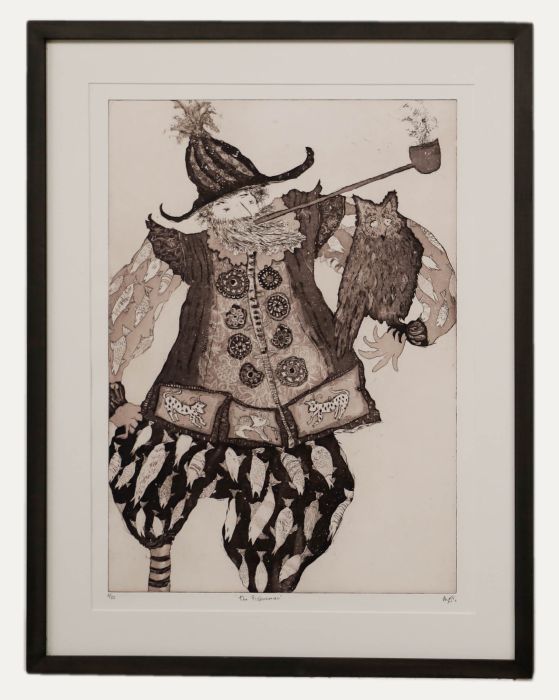 Marjorie Dumortier  - 20th Century Etching, The Fisherman