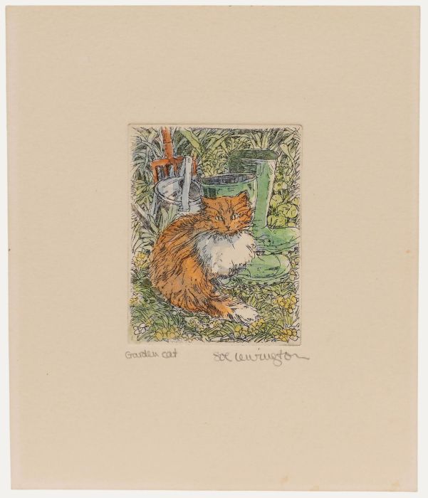 20th Century Etching - Garden Cat
