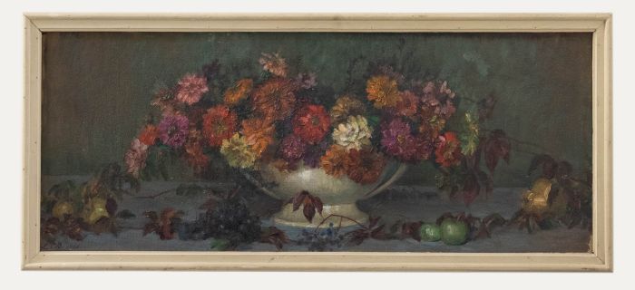L.C.B - Framed Early 20th Century Oil, Still Life of Chrysanthemums