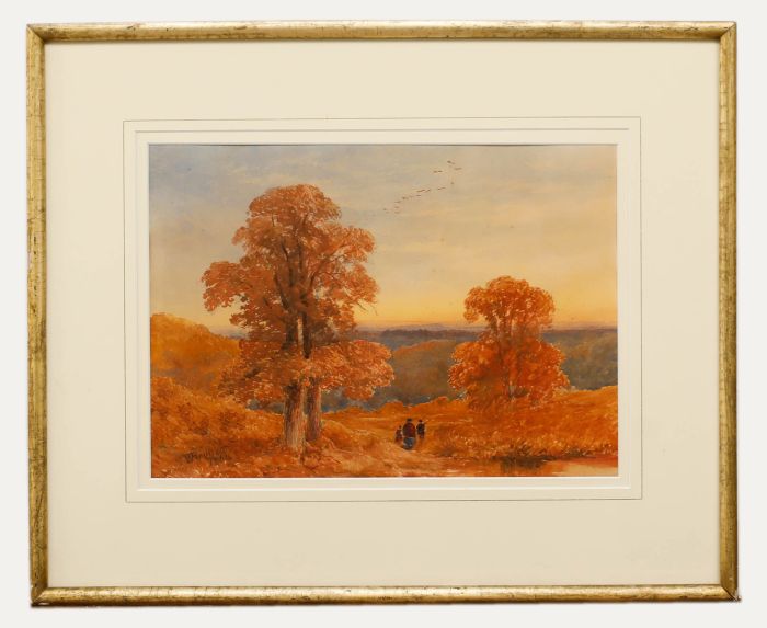 William Bennet (1811-1871)  - 1864 Watercolour, Autumn Walk